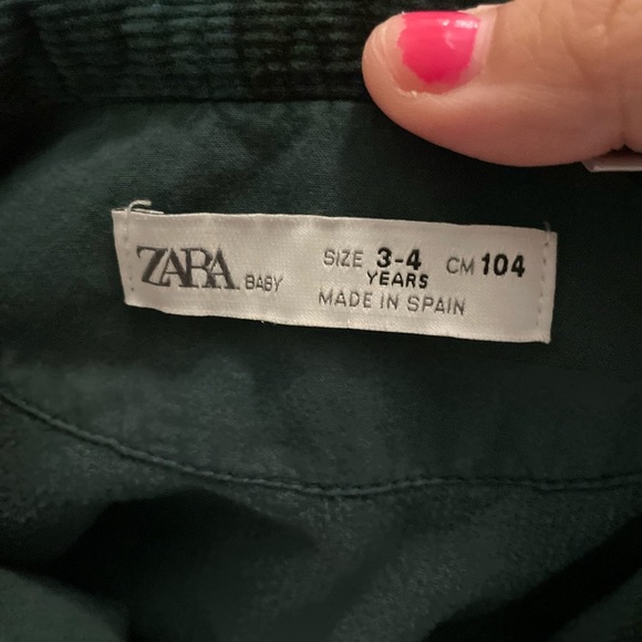 Zara Green Buttoned Peplum Corduroy Dress with Peter Pan Collar size 3-4Y - Picture 4 of 4